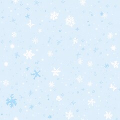 Fototapeta na wymiar Seamless pattern with white snowflakes on a blue background