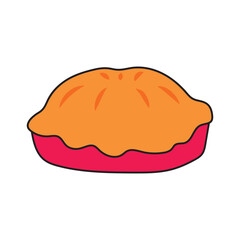 Kids drawing Cartoon Vector illustration pie icon Isolated on White Background