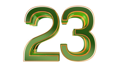 Green 3d number 23 on podium 