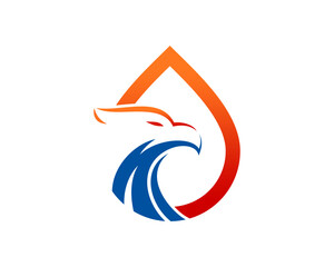 Eagle head with oil drop illustration logo