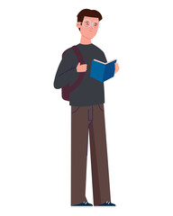 man studying with book