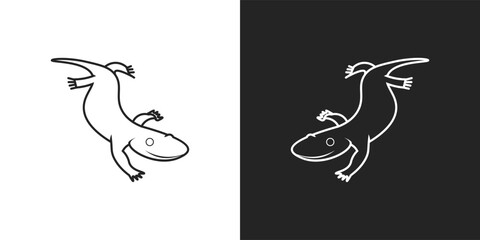 black and white salamander vector, logo, icon. animal, animals, salamander, gecko, lizard, monster, amphibian, reptile, silhouette, cartoon, logo, icon, clipart, clip art, sticker, vector illustration