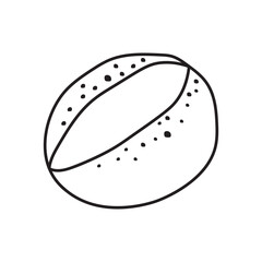 Hand drawn Kids drawing Cartoon Vector illustration boule bread icon Isolated on White Background