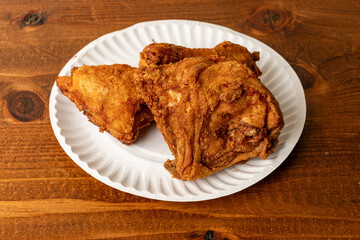 Fried chicken pieces on a plate