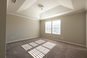 Unfurnished contemporary bedroom in a townhome. Investment, renting, home decorating, or real estate concept.