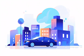 Car insurance illustration, city building life transportation mode travel concept illustration