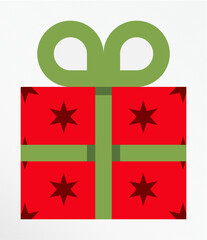 Obraz premium Christmas gift box icon, colored design. vector isolated on white background. Christmas holiday ornament design