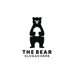 Vector Illustration of the bear Silhouette Logo with modern design style and standing bear suitable for your business