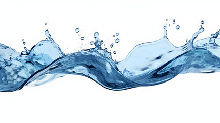 Horizontal splash of clear water isolated on white background