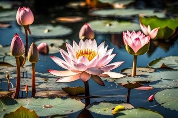 pink water lilies - Powered by Adobe