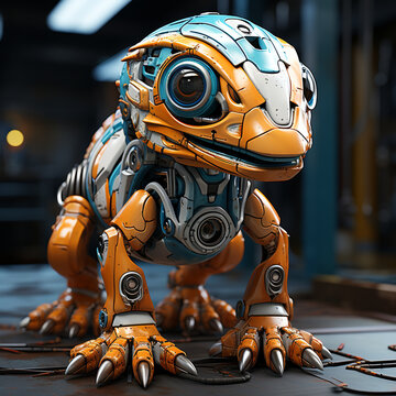 Robot Parasaurolophus kartun 3D