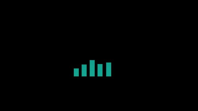 animation cyan simple graph, Business growth bar animated motion graphic 4k alpha channel