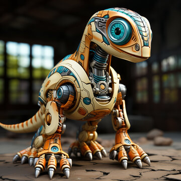 Robot Parasaurolophus kartun 3D