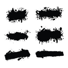 Set of ink black brushstrokes