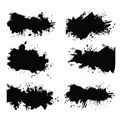 Set of ink black brushstrokes