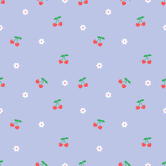 Seamless pattern with hand drawn cherry. Background for textile, wrapping paper, fashion, illustration.
