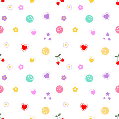 seamless pattern with hearts and flowers