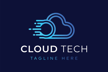 Cloud tech logo design. speed cloud logo design