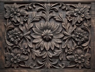 Aged wooden background with some carved design.