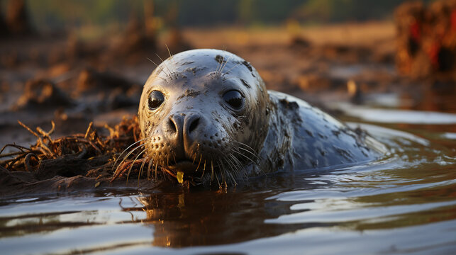 seal on the beach HD 8K wallpaper Stock Photographic Image