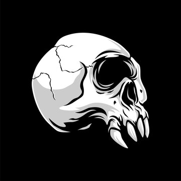 cyclop skull, Design element for logo, poster, card, banner, emblem, t shirt. Vector illustration