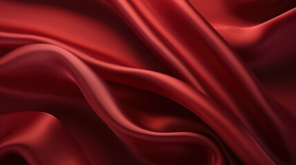 Fototapeta premium Dark red silk texture with soft waves