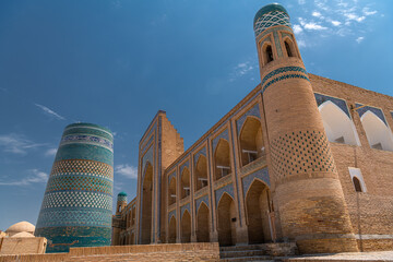 Kalta Minor minaret in Khiva on a sunny day, Khorezm Region, Uzbekistan