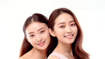 YOUNG TWO ASIAN WOMAN BEAUTY AND SKIN CARE CONCEPT. legal AI