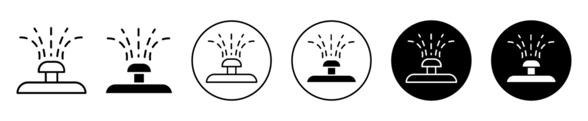 Irrigation icon set. water sprinkler system vector symbol. garden lawn irrigation sign in black filled and outlined style. 