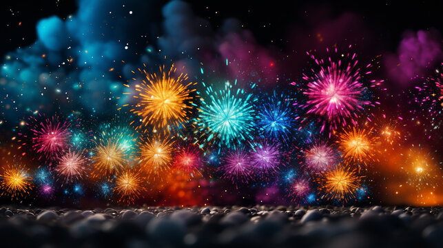 fireworks in the sky HD 8K wallpaper Stock Photographic Image