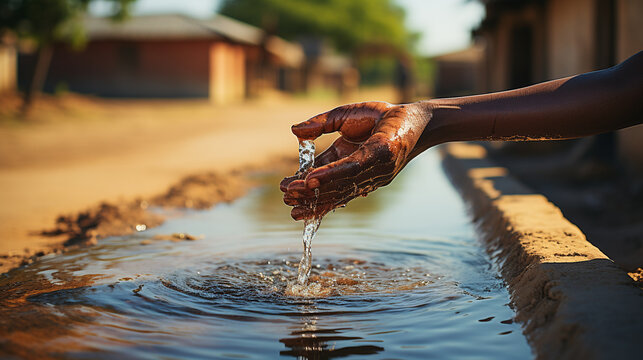 hand with water HD 8K wallpaper Stock Photographic Image