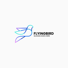 Vector Logo Illustration Flying Bird Gradient Line Art Style