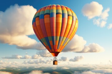 Fototapeta premium A colorful hot air balloon floating in the sky.