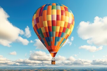 Fototapeta premium A colorful hot air balloon floating in the sky.