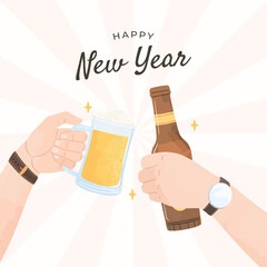 New Year Hand Toast Illustration