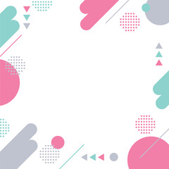 かわいいポップなメンフィスデザインのフレーム囲み枠(1：1)