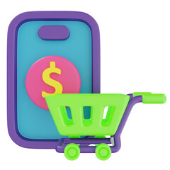 E - Commerse 3D icon, Online Shop 3D Icon