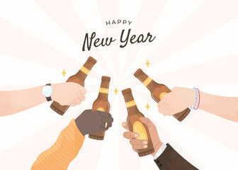 New Year Hand Toast Illustration