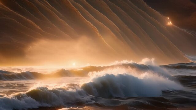 striking moment, waves converge form intricate network interconnected patterns. universe weaving tapestry light energy, forming stunning display celestial before eyes.