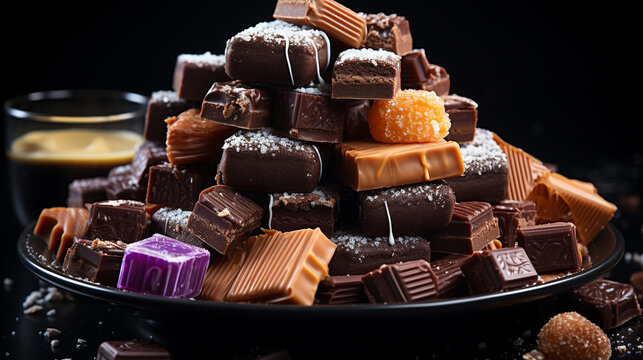 candies in a box HD 8K wallpaper Stock Photographic Image