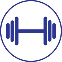 Dumbbell icon in Blue filled flat style. Gym heavy strength training dumbbell pictogram. Weight lifting dumbbell sign. Dumbbell for a sports hall isolated on transparent background.