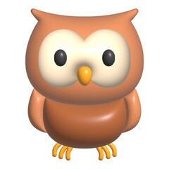 Cute owl 3d rendering illustration