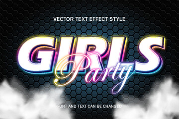 girls party sweet colorful typography editable text effect font style template background design