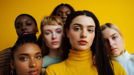 Obraz premium Diverse, group and youth portrait of young students or a friends for inclusivity and diversity. Confident, people or best friends taking a selfie together, having fun for protest or human rights