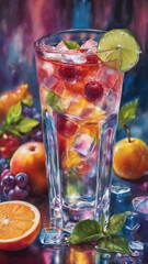 cocktail with lime and mint AI Generative.