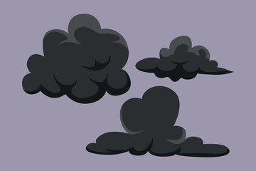 Sky clouds black. Clouds concept. Colored flat vector illustration isolated.