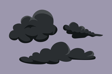 Sky clouds black. Clouds concept. Colored flat vector illustration isolated.