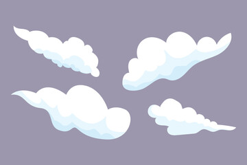 Sky clouds white. Clouds concept. Colored flat vector illustration isolated.