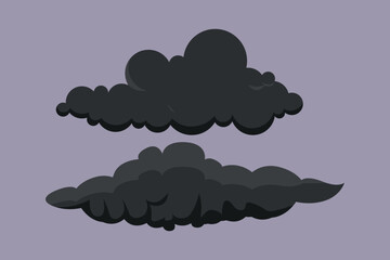 Sky clouds black. Clouds concept. Colored flat vector illustration isolated.