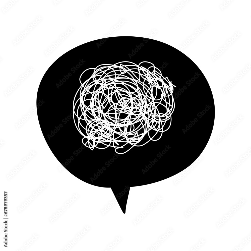 Poster hand drawn scribble sketch circle object on speech bubble. tangled grungy round scribble. isolated o